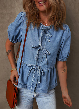 Bow Bandage Jeans Shirt