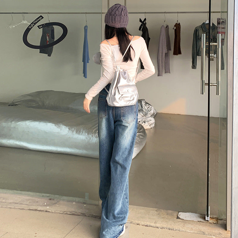 Straight Loose American Retro Wide Leg Jeans