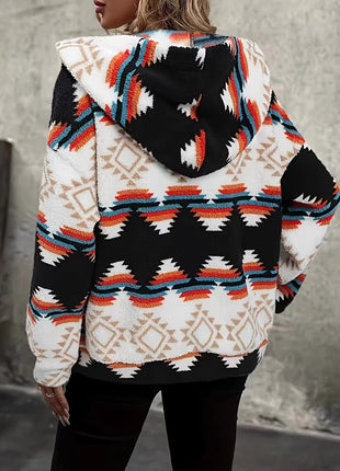 Rhombus Short Berber Fleece Hooded Coat