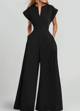Elegant V-neck Sleeveless Wide-leg Jumpsuit