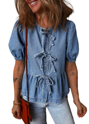 Bow Bandage Jeans Shirt