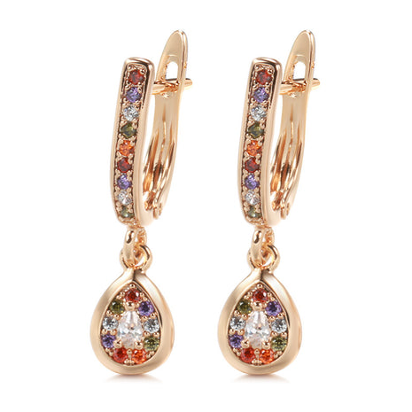 Colourful Zircon Rose Gold Stud Earrings