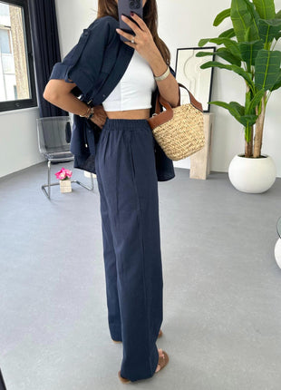 Casual Drawstring Top Trousers and Pants Two-piece Suit