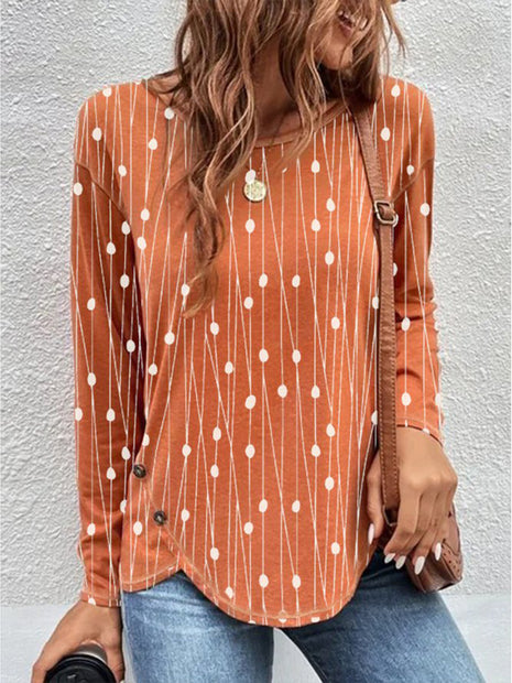 Round Neck Long Sleeve Loose Shirt