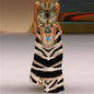 Digital Printed V-neck Sleeveless Maxi Dress