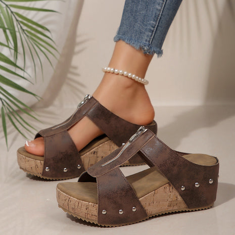 Plus Size Peep Toe Wedge Mule