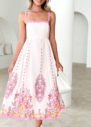 Wavy Sleeveless Backless Tied Strap Dress