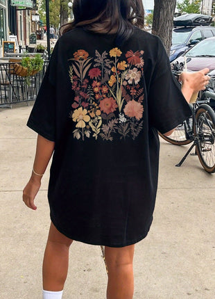 Floral Neck Tee Short Sleeve Dress