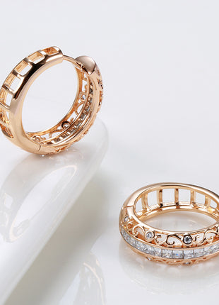 Natural Zircon Rose Gold Micro Rhinestone Earrings