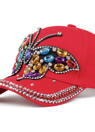 Butterfly Diamond Denim Peaked Cap