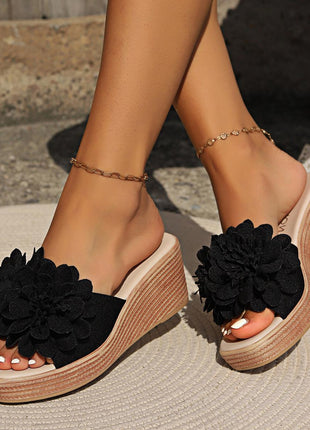 Flower Design Wedge Mule