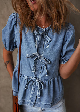 Bow Bandage Jeans Shirt