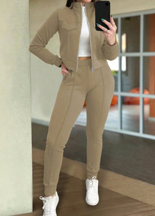 Casual Long Sleeve Coat and Pants Two-piece Set