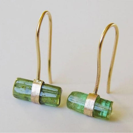 Simple Green Stone Earrings