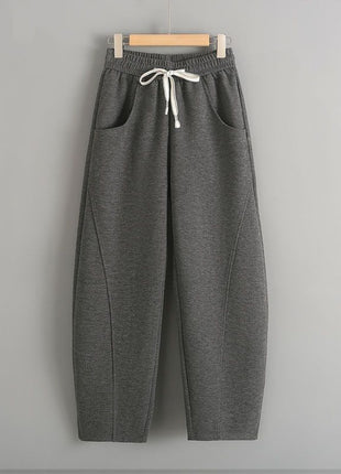 Fleece-lined Elastic Sickle High Waist Pants / Warme Pants