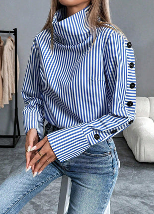Striped Urban Casual Thin Long-sleeved Shirt