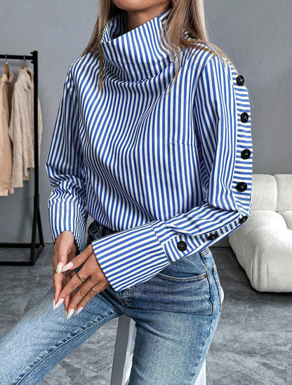 Striped Urban Casual Thin Long-sleeved Shirt