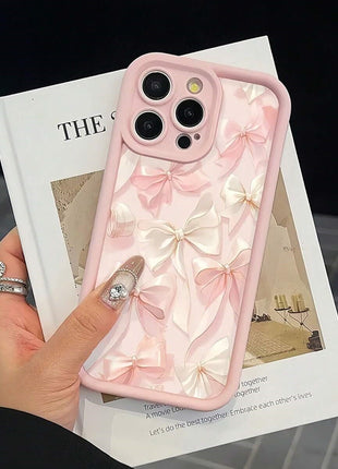 iPhone 11/12/13/14/15/16 Print Silk Bow Phone Case