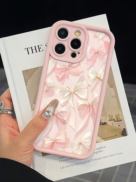 iPhone 11/12/13/14/15/16 Print Silk Bow Phone Case