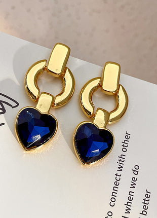 Heart Blue Crystal Earrings
