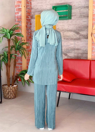 Ethnic Style Loose Casual Pleated Suit Set