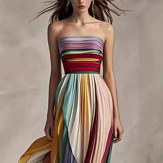 Tube Top Backless Swing Maxi Dress