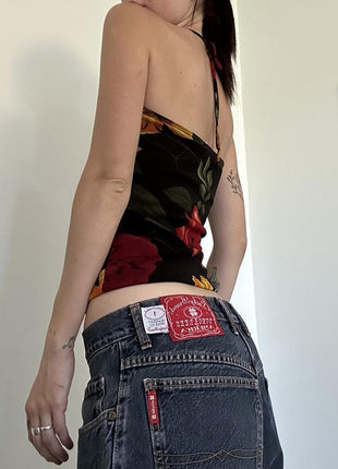 Slim Fit Halter Straps Vest Backless Hollow-out Top