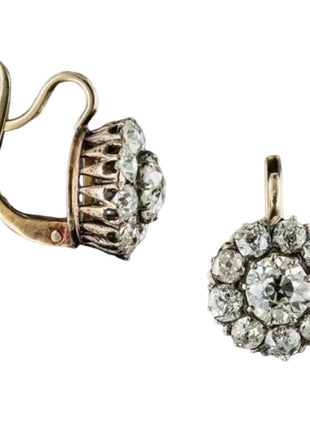 Rhinestone-encrusted Flower Artistic Earrings