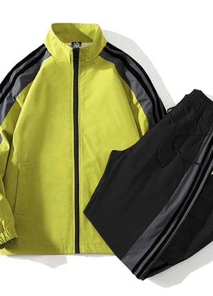 Casual Stand Collar Top And Trousers Two-piece Set