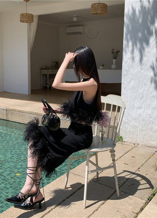 Halter Knitted Vest Top & Matching Skirt