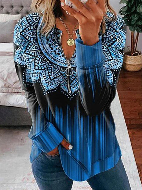 Loose Long Sleeve Zipper Sweater