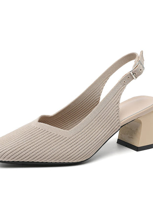 Breathable Square Toe Cap High Heel