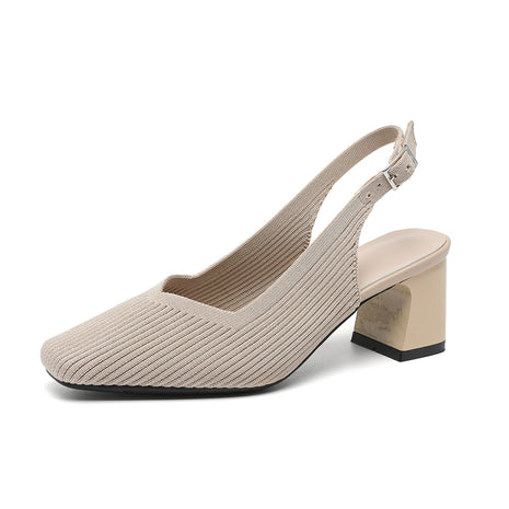 Breathable Square Toe Cap High Heel