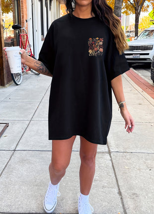 Floral Neck Tee Short Sleeve Dress