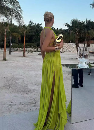 Round Neck Sleeveless Backless Dress