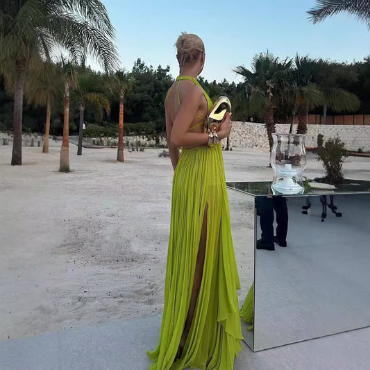 Round Neck Sleeveless Backless Dress