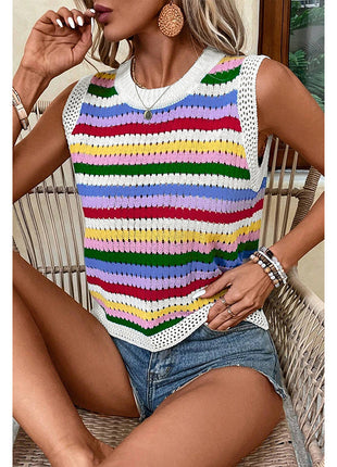 Japanese Dopamine Striped Round Neck Pullover