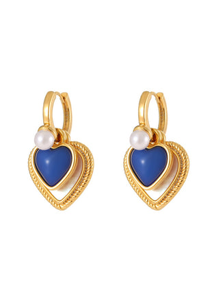Natural Shell Klein Blue Loving Heart Earrings