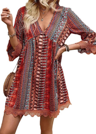 V-neck Casual Loose Dress