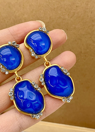 Hoop Blue Crystal Earrings