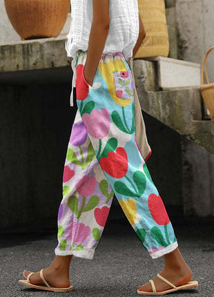 Digital Printing Bubble Crepe Trousers