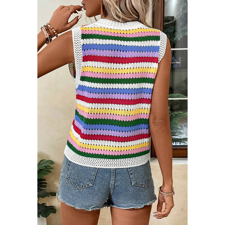 Japanese Dopamine Striped Round Neck Pullover