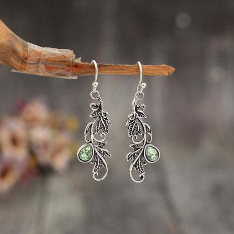 Fashion Vine Carved Pattern Embroidered Glass Alloy Earrings