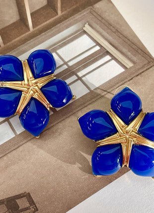 Vintage Starfish Blue Crystal Earrings