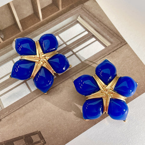 Vintage Starfish Blue Crystal Earrings