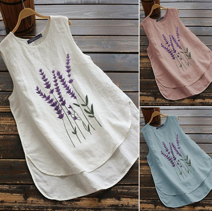 Korean Embroidered Sleeveless Crew Neck Casual Vest