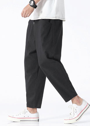 Cropped Loose Plus Size Cotton & Linen Pants