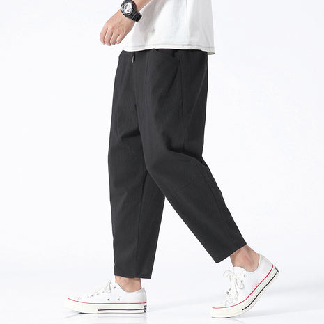 Cropped Loose Plus Size Cotton & Linen Pants