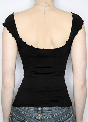 Lace Chest-shaped Waist-tight Exposed Back Short-sleeved Slimming Top