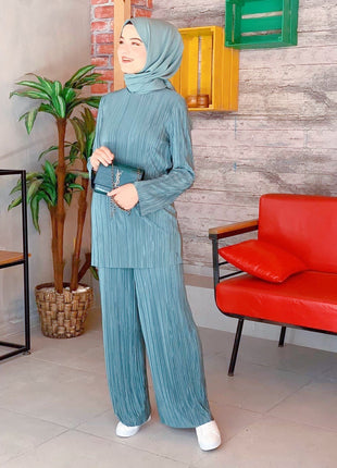 Ethnic Style Loose Casual Pleated Suit Set